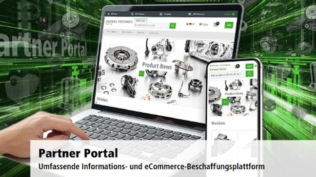 Laptop und Smartphone mit dem Diesel Technic Partner-Portal für Information und Beschaffung.